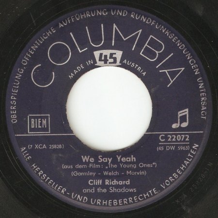 CLIFF RICHARD AND THE DRIFTERS (SHADOWS) - SINGLES UK