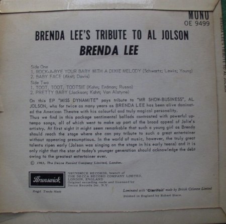 BRENDA LEE   -   englische EPs