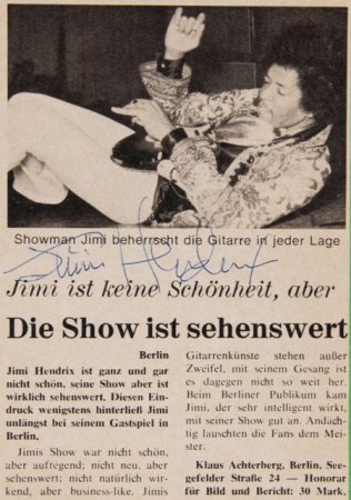 JIMI HENDRIX ein Autogramm für Vicky