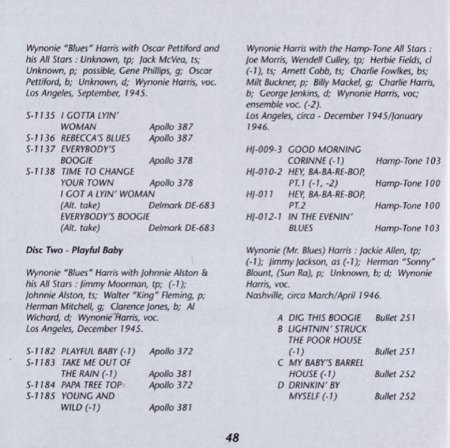 WYNONIE HARRIS - 78er, EP & LP