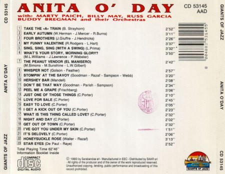 ANITA O'DAY - SwingVocalist