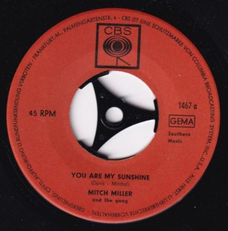 YOU ARE MY SUNSHINE bereits 1956 auf 45 RPM