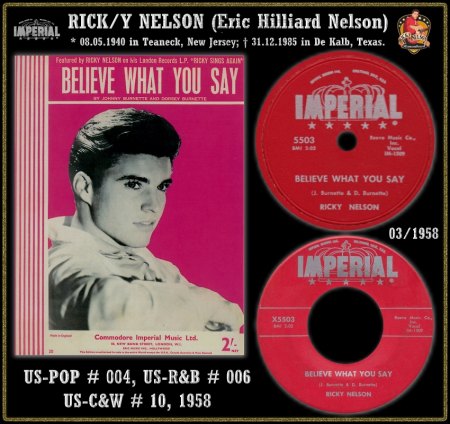 RICKY NELSON - HOT 100 - 1958