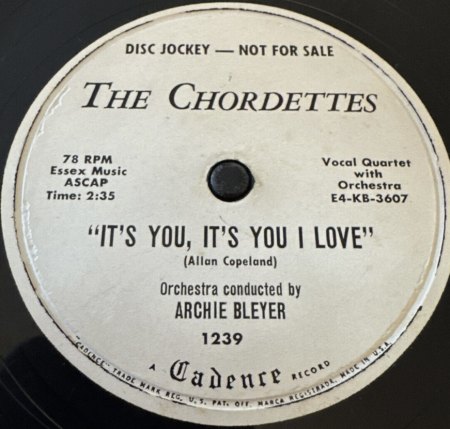 CHORDETTES - Geschichte des Quartetts und Singles