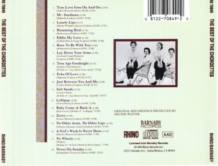 CHORDETTES - CD's