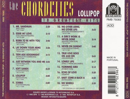 CHORDETTES - CD's