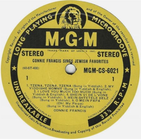 CONNIE FRANCIS LP-Diskographie