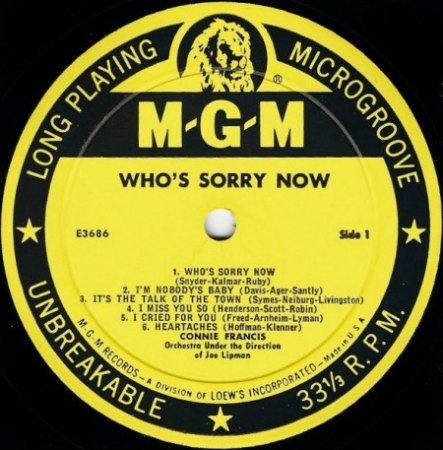 CONNIE FRANCIS LP-Diskographie