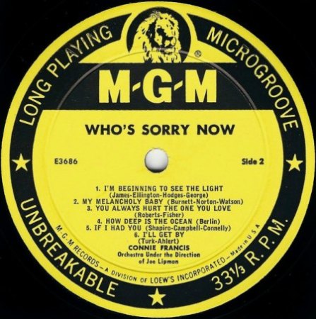 CONNIE FRANCIS LP-Diskographie