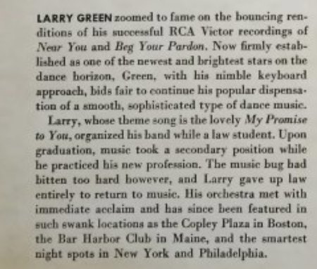 LARRY GREEN (Piano & mit seinem Orchester) und andere
