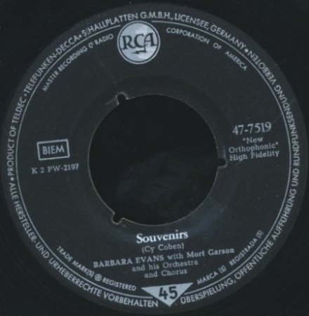 - Souvenirs mit Bill Ramsey ( Bildcover )  1959 ! -