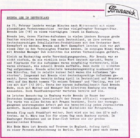 BRENDA LEE - Singt deutsch