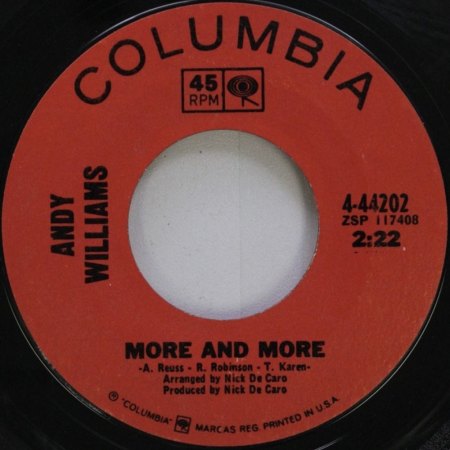 ANDY WILLIAMS - COLUMBIA RECORDS