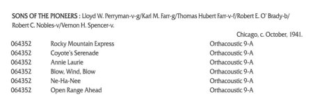 SONS OF THE PIONEERS