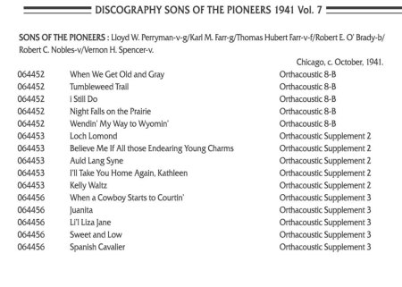 SONS OF THE PIONEERS