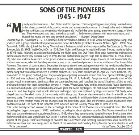 SONS OF THE PIONEERS