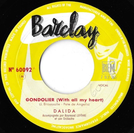 (Le) GONDOLIER/WITH ALL MY HEART