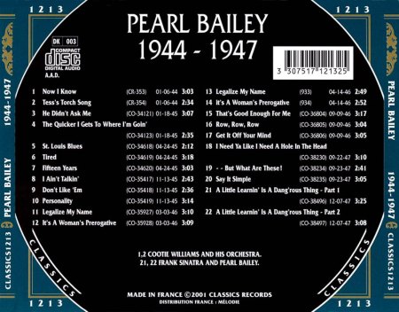 PEARL BAILEY, Sängerin und Schauspielerin