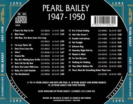 PEARL BAILEY, Sängerin und Schauspielerin