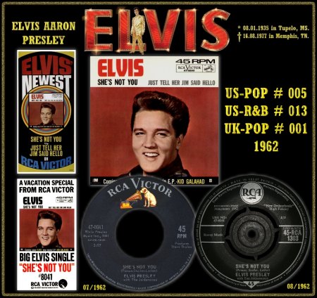 ELVIS PRESLEY WITH THE JORDANAIRES - JUST TELL HER JIM SAID HELLO + SHE'S NOT YOU