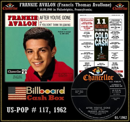 FRANKIE AVALON - HOT 100 - 1962