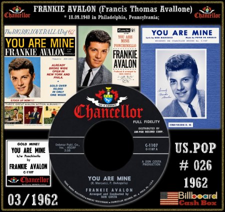 FRANKIE AVALON - HOT 100 - 1962