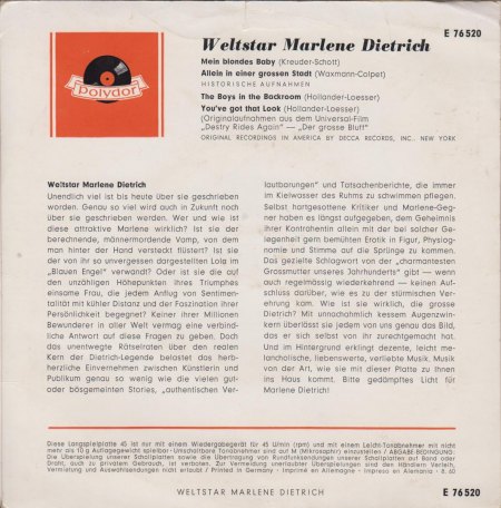 MARLENE DIETRICH-EP - Weltstar... - CV RS -.jpg