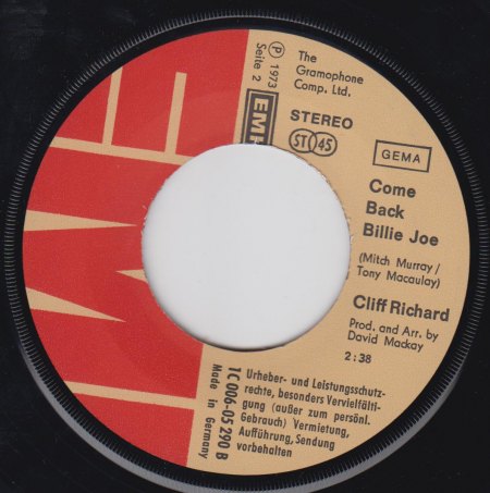CLIFF RICHARD - Come back Billie Joe -B-.jpg