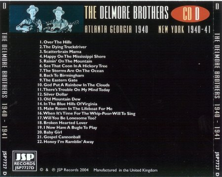 The Delmore Bros - The Delmore Bros CD D 1940-1941 Back_Bildgröße ändern.jpg