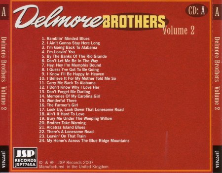 The Delmore Brothers - The Later Years Vol.2 1933-1952 CD A Back_Bildgröße ändern.jpg