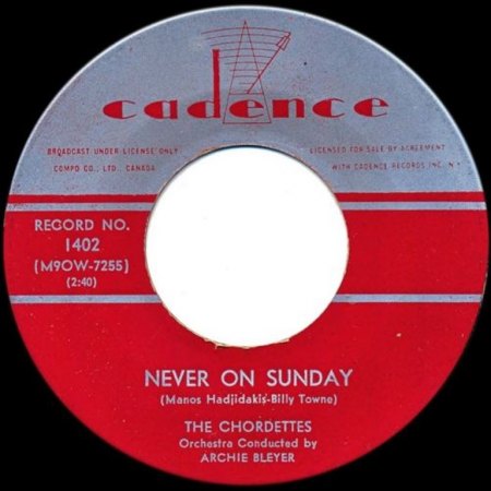CHORDETTES - Never on Sunday -A-.JPG