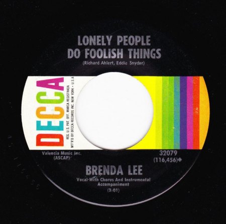 BRENDA LEE - Lonely peoplem do foolish things -B-.JPG