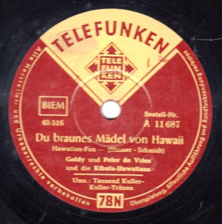 GOLDY &amp; PETER De VRIES &amp; DIE KIHULA-HAWAIIANS - Braunes Mädel von Hawaii -B-.jpg