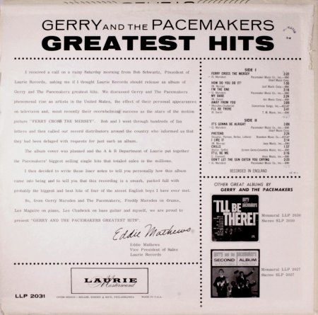 Gerry &amp; the Pacemakers - Greatest Hits (US-Laurie SLP 2031) (2).JPG