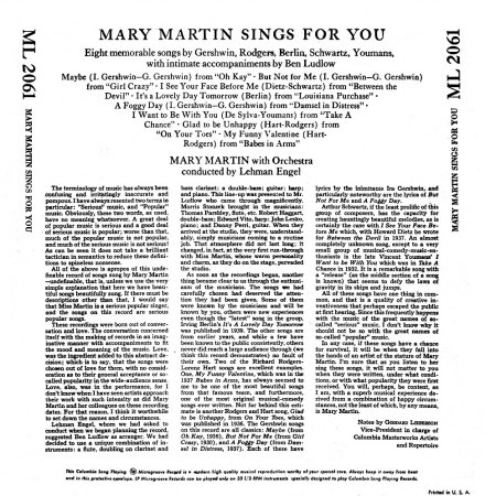 Martin, Mary - Sings for You.jpg