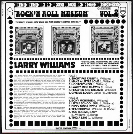 Larry Williams - R'n'R Museum Vol.2 - LP Specialty FR (1974) - Rear.JPG