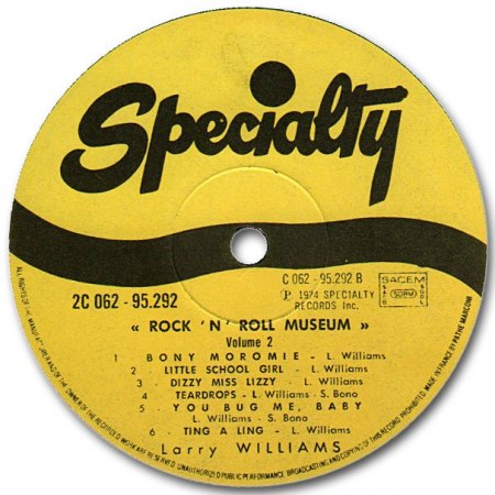 Larry Williams - R'n'R Museum Vol.2 - LP Specialty FR (1974) - LabelB.JPG