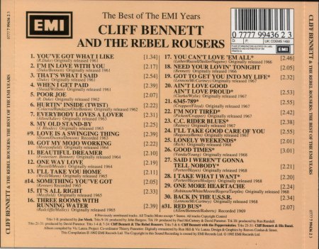 Cliff Bennett &amp; The Rebel Rousers - The Best Of The EMI Years - back.jpg