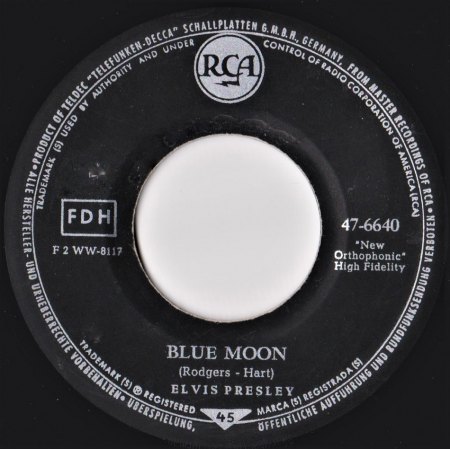 ELVIS 8. Single Blue Moon 1956