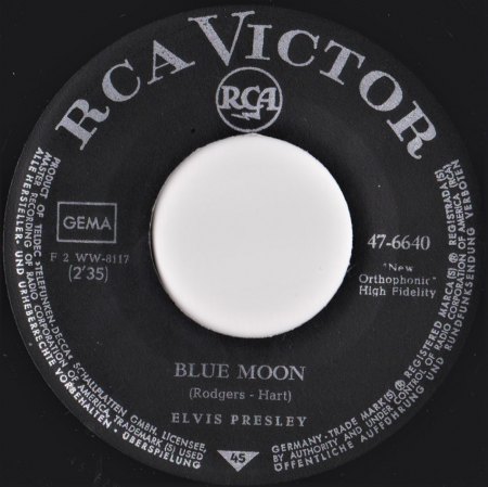 ELVIS 8. Single Blue Moon 1956