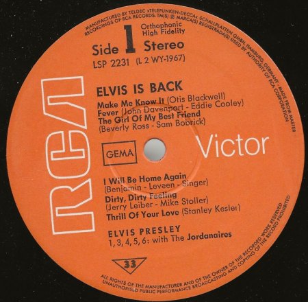 ELVIS PRESLEY RCA VICTOR LP LSP-2231