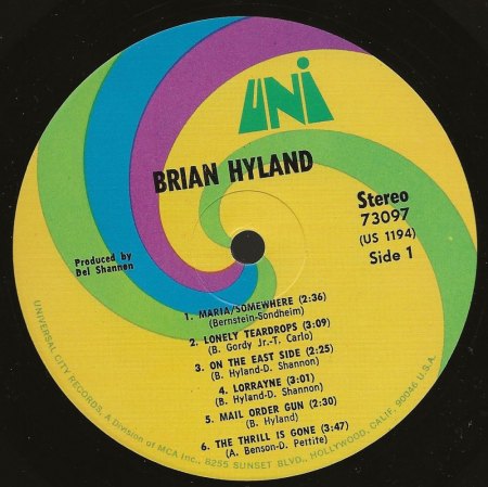 Brian Hyland auf UNI & MCA