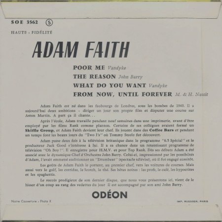 ADAM FAITH - EP's
