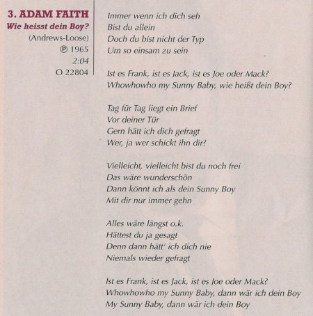 Adam Faith singt deutsch - Odeon 22824