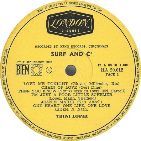 Trini Lopez - Teenage Love Songs DEUTSCHE London LP HA-U 72
