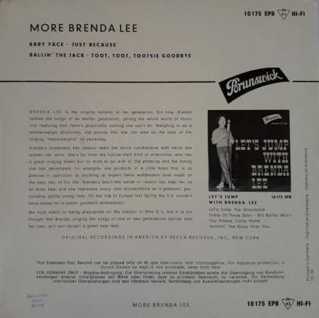 BRENDA LEE - deutsche EP's