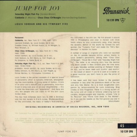 Jump for joy - rare Louis Jordan EP auf Brunswick von 1958 !