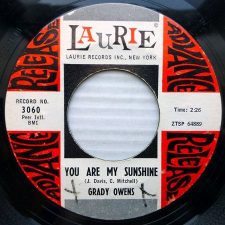 YOU ARE MY SUNSHINE bereits 1956 auf 45 RPM