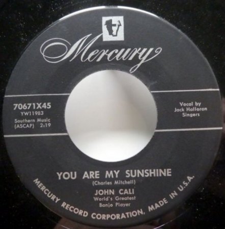 YOU ARE MY SUNSHINE bereits 1956 auf 45 RPM