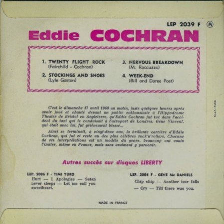 EDDY COCHRAN - franz. EP's